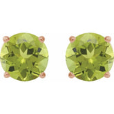 14K Rose 6 mm Natural Peridot Stud Earrings